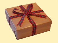 Brown paper and tartan ribbon Brown paper and tartan ribbon